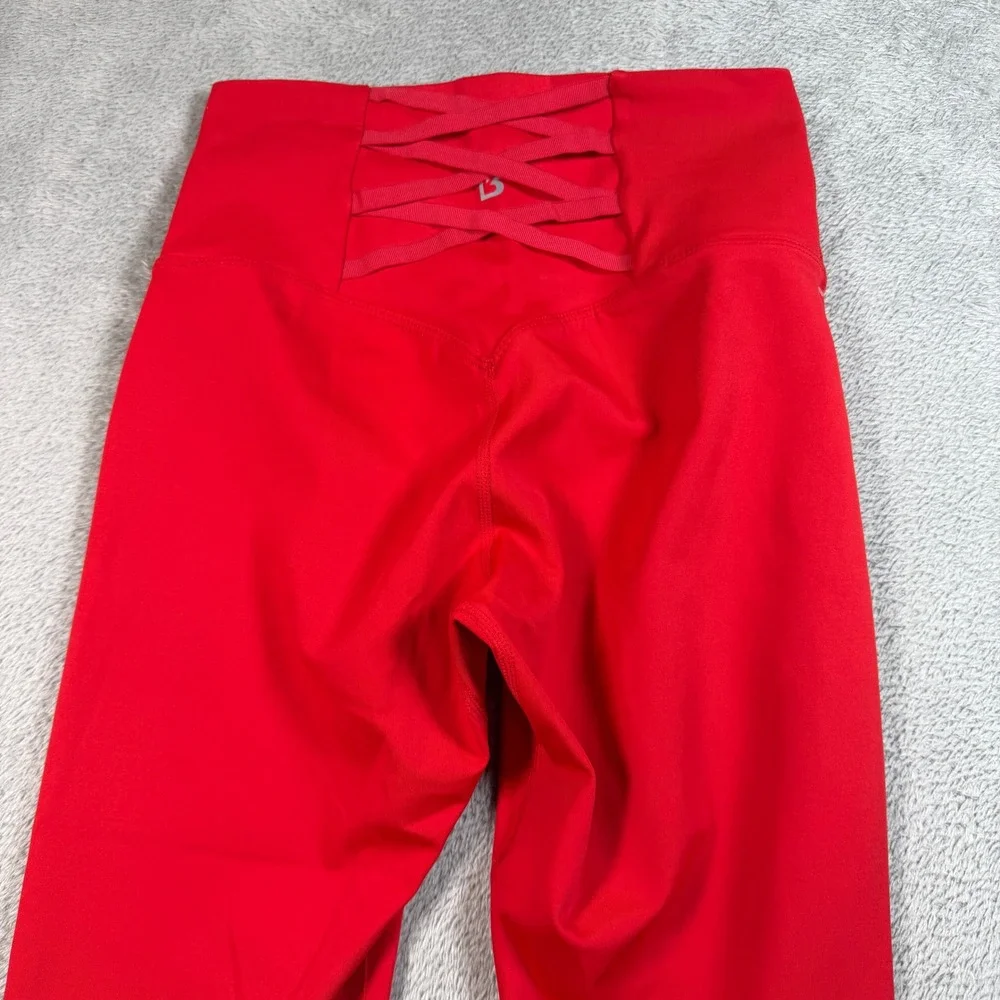 Buffbunny Amor Leggings Women Small Red Lace Up Back High Waist Gym Workout